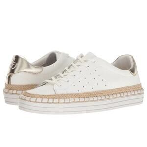 SAM EDELMAN Woman Size 7M KAVI White Leather Low Top Sneakers Espadrille Trim